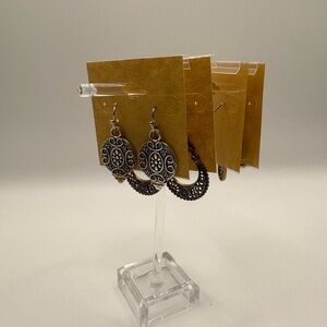Antique Silver Tone Boho Earring Bundle | 4 Ornate Dangle Styles